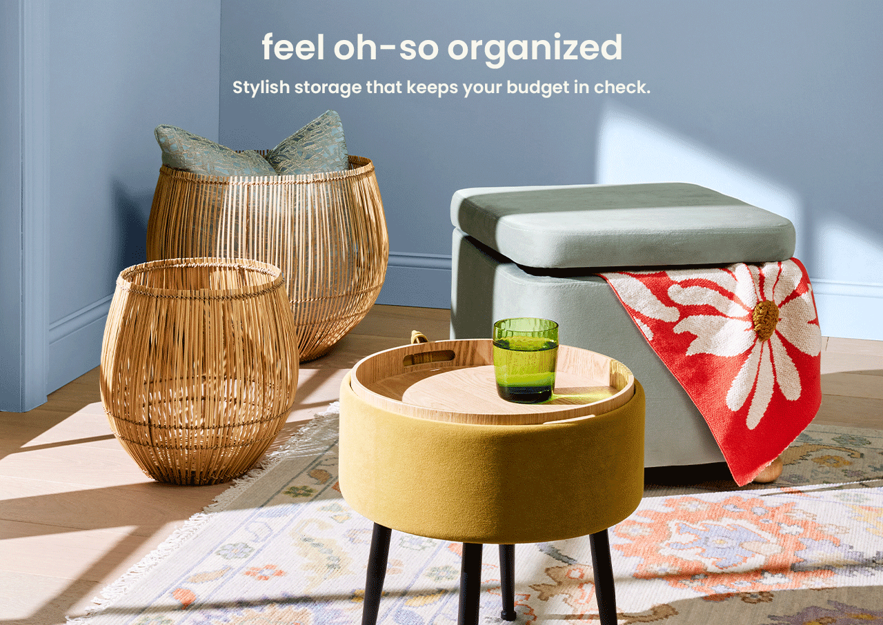feel oh-so organized with stylish storage that keeps your budget in check